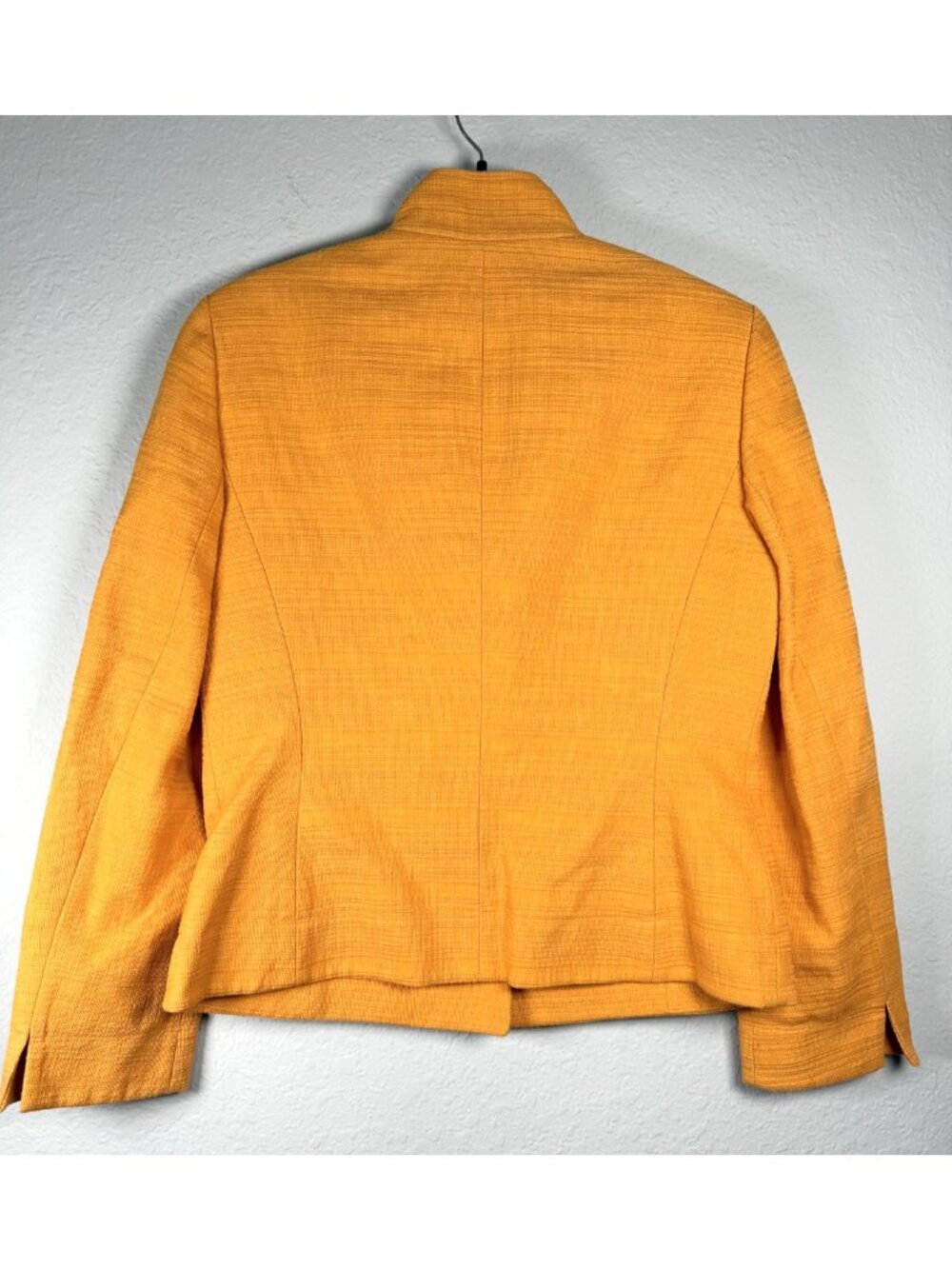 Linda Allard Ellen Tracy Jacket Womens 8 Mustard Yellow Gold Textured Blazer - Picture 2 of 13
